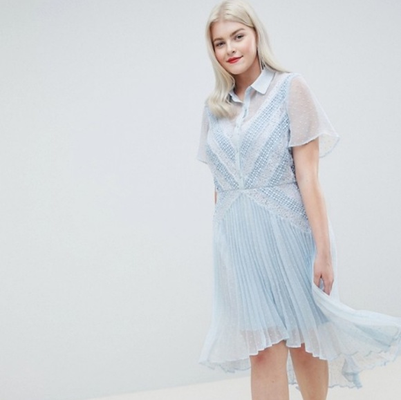 ASOS Curve Dresses & Skirts - Asos Curve baby blue collar high low pleated dress ASOS Curve Dresses & Skirts - Asos Curve baby blue collar high low pleated dress